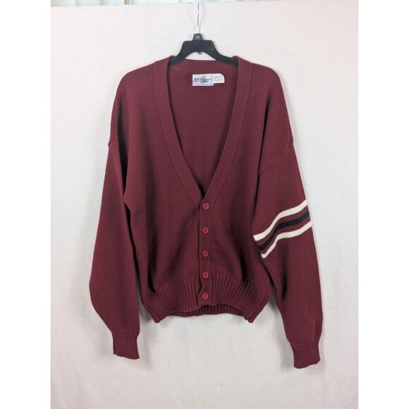 Vintage NFL Cliff Engle LTD Maroon Wool Cardigan Team Sweater Size XL
